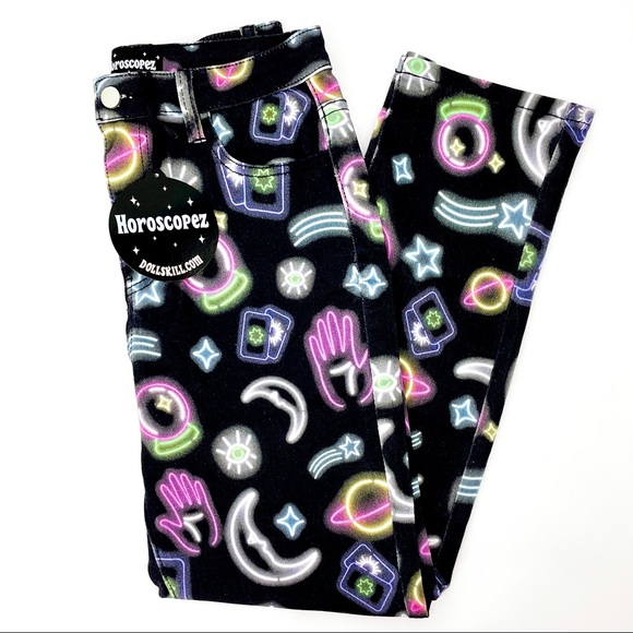 Dolls Kill X Horoscopez SIGN TIMES MOM JEANS ASTRO - Picture 1 of 16